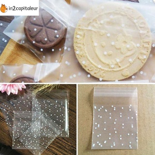 in2capitaleur 100 piezas bolsa de embalaje de plástico caramelo nuevo sello opp autoadhesivo galletas regalo caliente hornear puntos blancos (1)