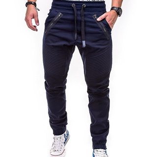 Pantalones de chándal para hombre Jogging Fit arrugas plisados pantalones moda Hip Hop Casual Jogger (9)