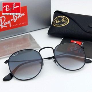 rayban original gafas de sol redondas de metal rb3447 gradual/gradiente de cristal gris lente de conducción gafas para mujeres hombres