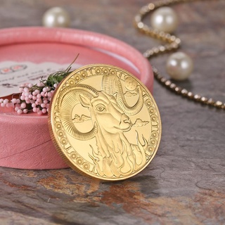 ♕HOME_Practical 5Pcs 12Constellation Gold Plated Commemorative Coin Collectible Gift Worth Buying♥