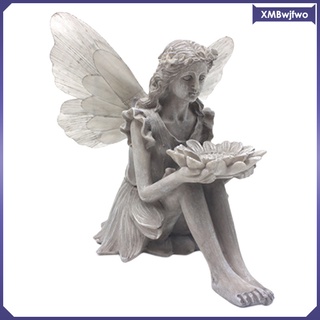 resina hada estatua patio fuente solar luz ángel figurine escultura artesanía