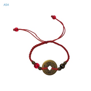 ASA Buddhism seis palabras antigua moneda Kabbalah cadena roja pulseras protección de la suerte