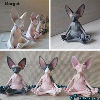 [Margot] Gato Meditar Figuras Coleccionables Miniatura Hecha A Mano Decoración Animales Figura Juguetes Boutique