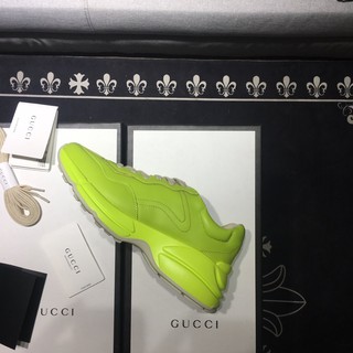 [Adquisición Internacional] Gucci Rhyton Green Zapatilla De Deporte De Cuero Genuino Zapatos Para Mujeres Y Hombres (3)