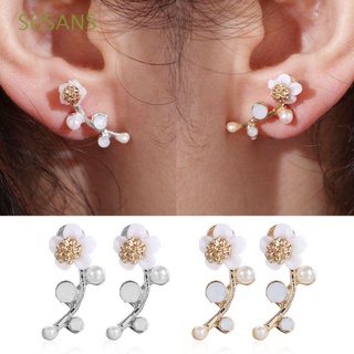 SUSANS Elegant Pearl Earrings Fashion Jewelry Shell Stud Earrings Flower Ear Stud Gift Party Wedding Hot Women Girl Simple Branch Style/Multicolor