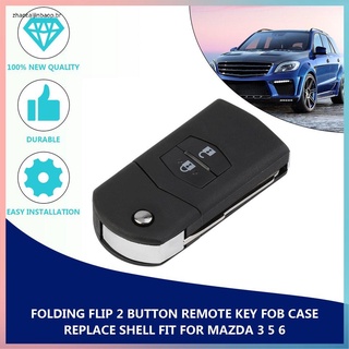 Portátil tamaño plegable Flip 2 botones llave remota Fob caso reemplazar Shell ajuste para MAZDA 3 5 6 llave de coche caso protector