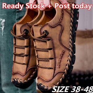 【Ready Stock】Fashion Men's Hiking Shoes Hand-made Unique Designs Kasut Kulit Lelaki Kasual Saiz Besar