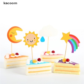 Kacoom 4pcs cupcake topper cloud moon sun star paper cake topper party decoration CL