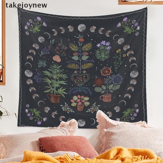 [takejoynew] tapiz en fase lunar para colgar en la pared botánico floral floral tapiz hippie