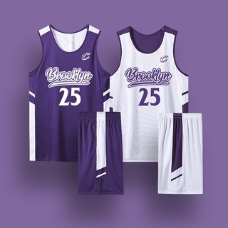 Double-sided wear basketball wear suit men's and women's custom competition team uniform student sports fitness breathab