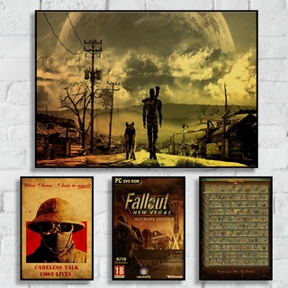 Vintage Fallout 3 4 juego Retro pósters papel Kraft clásico papel de pared pintura de alta calidad decoración del hogar el Extra es aleatorio)