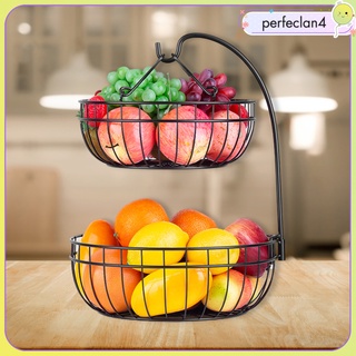 [perfeclane] Cesta de frutas de dos niveles de estilo Retro para aperitivos, organizador de cocina en casa