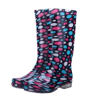leosoxs pvc impresión altas mujeres botas de lluvia antideslizante impermeable zapatos de lluvia nueva mujer casual zapatos de agua de moda mujer botas de lluvia