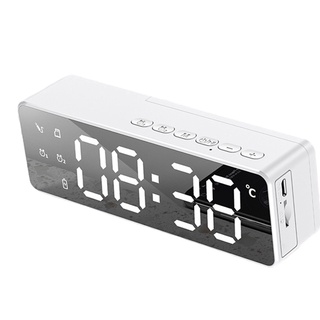 altavoz bluetooth carga inalámbrica digital reloj despertador puerto usb soporte tf-tarjeta led pantalla de temperatura para dormitorio