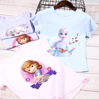 2-7 años niños niñas de dibujos animados Elsa manga corta verano camiseta Top ropa