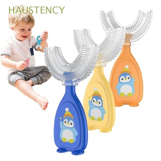 haustency 2-12y cepillo de dientes de bebé mordedor de dientes de los niños cepillo en forma de u regalo de niños de silicona suave cuidado oral herramienta de limpieza de dientes/multicolor