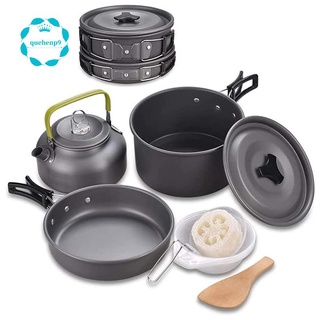 Kit de utensilios de cocina para camping, juego de utensilios de cocina al aire libre, antiadherente de aluminio, olla de cocina para senderismo y Picnic (1)
