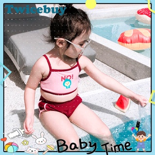 Twicebuy niños bebé niña verano traje de baño lindo de dibujos animados de dos piezas Bikini traje de buceo