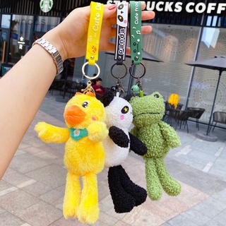 Cute Cartoon Plush Animal Panda Frog Toy Keychain Backpack Keyring (1)