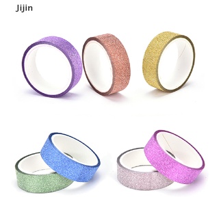 [Jijin] 10pcs Glitter Washi Papel Pegajoso Enmascaramiento Cinta Adhesiva Etiqueta DIY Artesanía Decorativa .