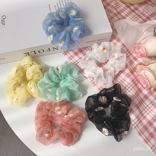 stock listo 8 unids/bolsa moda coreano colorido gasa margarita scrunchie pelo lazo elástico banda de goma flor banda de pelo mujeres accesorios para el cabello (2)
