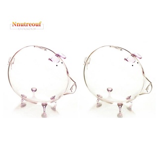 2 Pcs Pig Piggy Bank Money Boxes Coin Saving Box Cute Transparent Glass Souvenir Birthday Gift, Purple & Pink