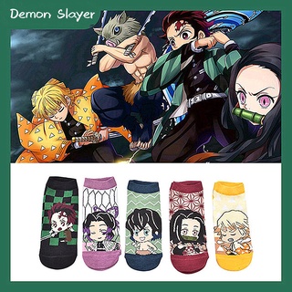 fore 5 colores demon slayer algodón barco calcetines calcetines anime corte bajo de dibujos animados cosplay estilo japonés/multicolor (6)