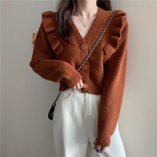 2021 principios de otoño nueva moda suelta de estilo extranjero abrigo de alto sentido cardigan de punto suéter perezoso top