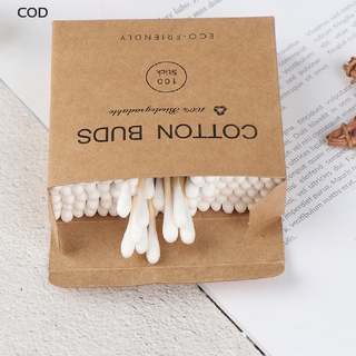 [COD] 100pcs Double Head Bamboo Cotton Swab Makeup Buds Wood Sticks Nose Ears Cleaning HOT