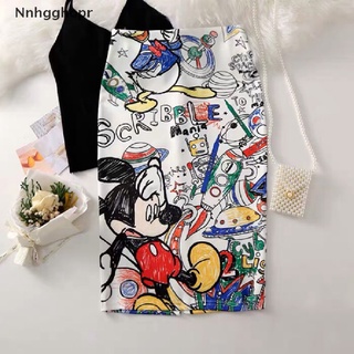 [nnhgghopr] falda lápiz para mujer de moda mickey impresión de dibujos animados cintura alta delgada faldas de verano venta caliente