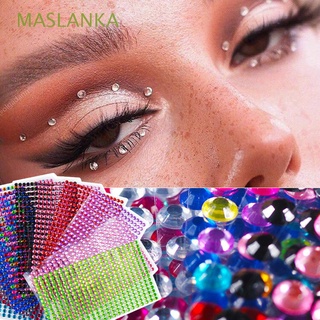 MASLANKA 437 Pcs/sheet Eyeshadow Stickers Disposable Rhinestone Stickers 3D Diamond Face Jewels Festival Party Self Adhesive Crystal Decals Prom Face Body DIY Nail Stickers