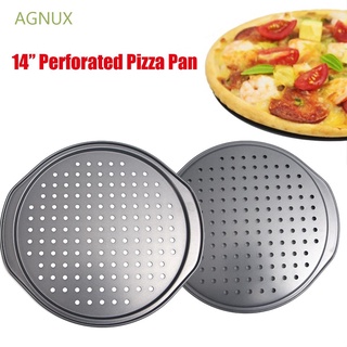 AGNUX Perforated Baking Tray Oven Cooking Tool Pizza Pan Non Stick Crisper Kitchen Carbon Steel Round With Handles Crispy Crust Pizza