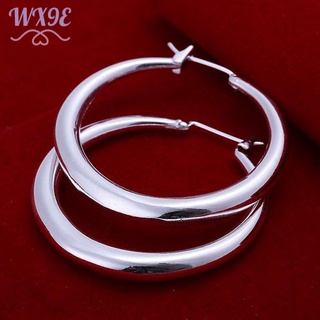 Wx9E nueva joyería de moda de plata de ley 925 liso redondo anillo pendientes de oreja Clip para mujeres regalo