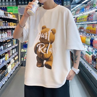 los hombres carta impreso camiseta de gran tamaño casual moda coreana suelta de manga corta pareja ropa