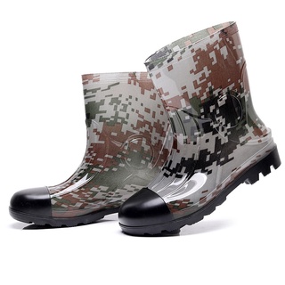 [botas de hombre] yts camuflaje mediados botas de lluvia de los hombres antideslizante botas de lluvia al aire libre zapatos de agua de goma (7)