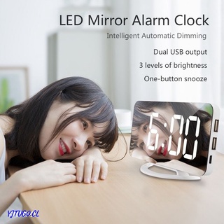 YJTUGO TS-8201 LED Espejo Pantalla Digital Reloj Despertador Automático Fotosensible De Escritorio Electrónico Alarma Clok