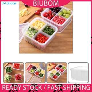<COD> PP Food Storage Box 4-Grids Convenient Use Refrigerator Food Storage Container Separate Design for Ginger