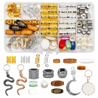 Metal Hair Cuffs Dreadlocks Beads Jewelry Hair Tube Bead Coils Spring Hair Ring Wood Bead Braid Decoration Accessories