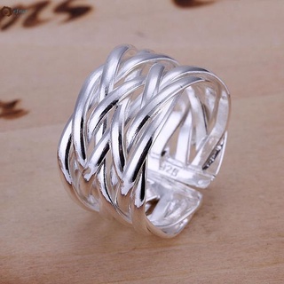 Nuevo anillo de plata de ley 925 moda cruzada tejido red Web abierta anillo mujeres hombres regalo plata joyería anillos de dedo