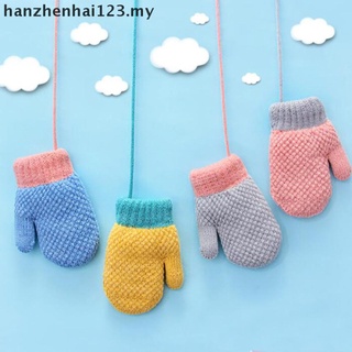 [hanzhenhai123] guantes de cuerda de punto de invierno para niños guantes de dedo completo guantes colgantes para el cuello