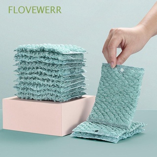 FLOVEWERR Dish Towel Scouring Pad Fiber Powerful Reusable Double Sided Washing Artifact Oil-free Kitchen Accessories Scrub Towels