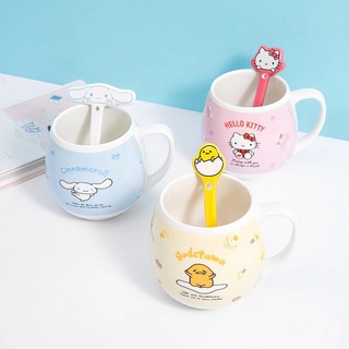Nuevo producto Miniso famoso producto con cuchara taza canela perro Hello Kitty desayuno linda taza linda pareja taza de cerámica (2)