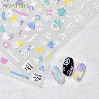 yasuko mujeres uñas arte decoraciones redonda diy uñas pegatinas de color graffiti uñas pegatinas corazón colorido autoadhesivo niñas accesorios de manicura
