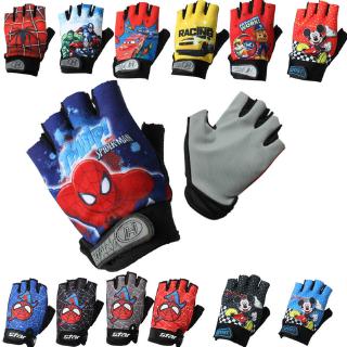 guantes deportivos para niños niños 6-12 años de dibujos animados patrón de medio dedo guantes de niño niña velcro manoplas para protección deportiva