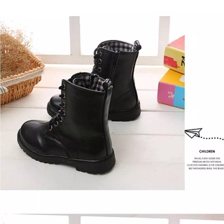 Tamaño 27-42 bebé niño zapatos negro botas militares niñas moda Casual botas de exhibición de la escuela (3)