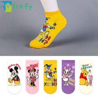 Lonfy Stitch Donald Mickey Minnie dibujos animados suave Casual lindo Kawaii calcetines cortos mujeres calcetines