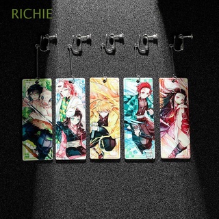 RICHIE Men Demon Slayer Earrings Unisex Ear Clip Dangle Earrings Anime Pendant Earrings Women Cartoon Figure Gift Acrylic Kimetsu Drop Earrings