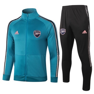 2021 2022 Arsenal F.C. Men Lake Blue Turtleneck Sportswear Training Suit Jersey Jacket Set