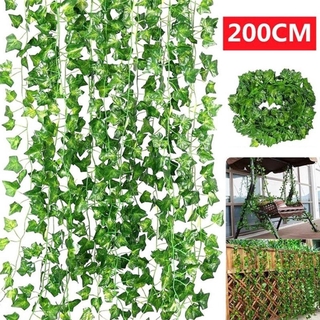 2m hoja 1 pieza decoración del hogar hoja de hiedra artificial guirnalda enredadera jardín vid corona follaje verde e7i1