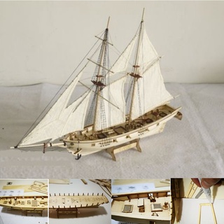 ianqumi 1/100 Wooden Sailing Ship Boat Model DIY Assembly Kids Children Toy Decor Gift
